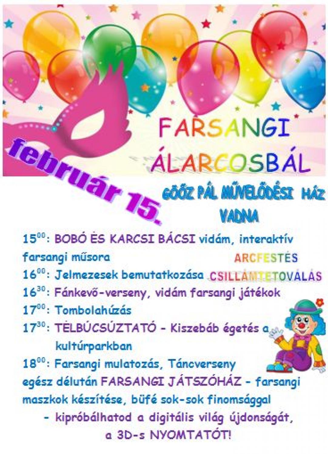 Farsangi álarcosbál Vadnán